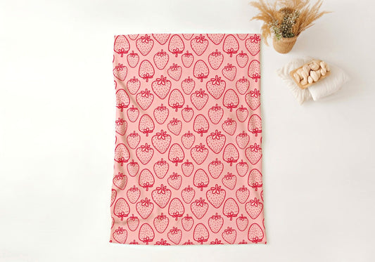 Boho Strawberry Blanket | Cottagecore Decor Custom Throw Blanket | Custom Strawberry Gift | Strawberry Decor Customized Throw Blanket |