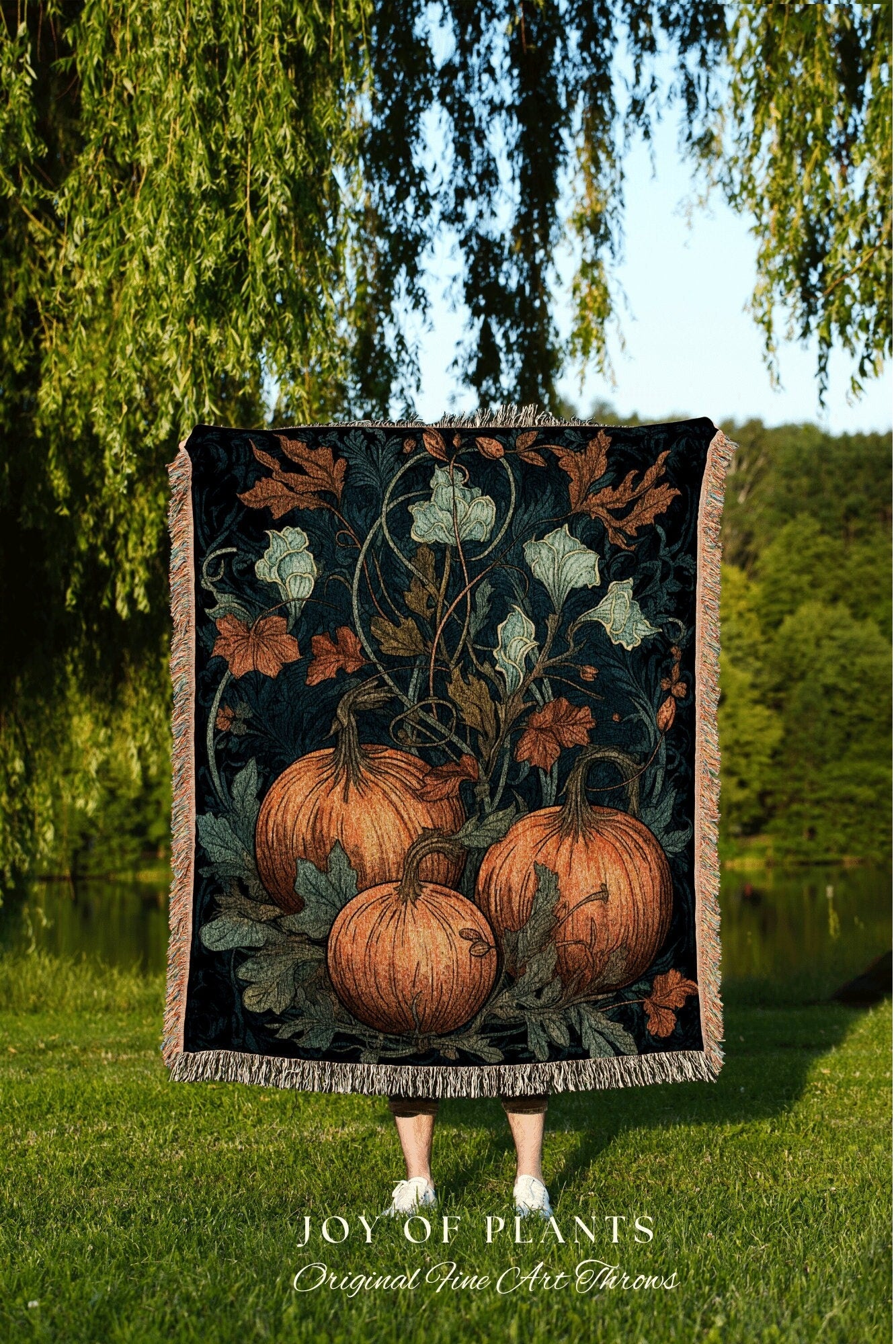 Halloween Pumpkin Aesthetic Blanket Woven | Pumpkin Season Autumn Decor Vintage Tapestry | Woven Wall Hanging Tapestry Halloween Art Gothic