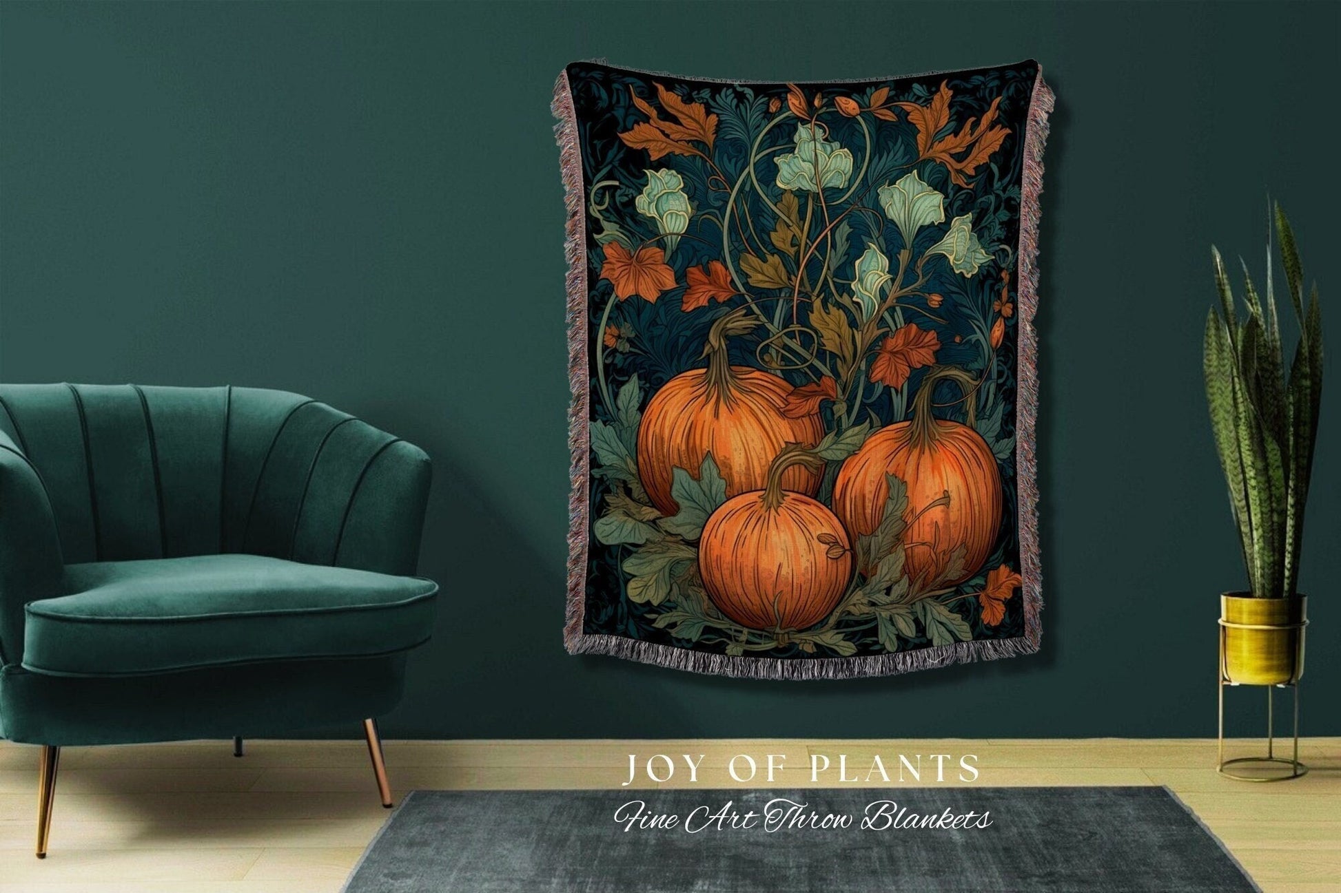 Halloween Pumpkin Aesthetic Blanket Woven | Pumpkin Season Autumn Decor Vintage Tapestry | Woven Wall Hanging Tapestry Halloween Art Gothic