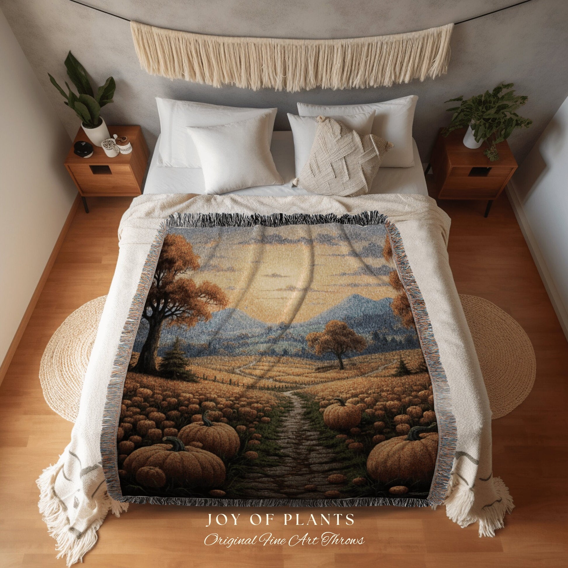 Cozy Fall Landscape Blanket Large Wall Tapestry Woven | Fall Aesthetic Blanket Halloween Decor Autumn Throw Blanket Woven Wall Art Halloween