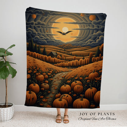 Autumn Landscape Vintage Halloween Tapestry Blanket Woven Wall Art | Fall Aesthetic Home Decor Throw Blanket Woven Wall Art Halloween Decor