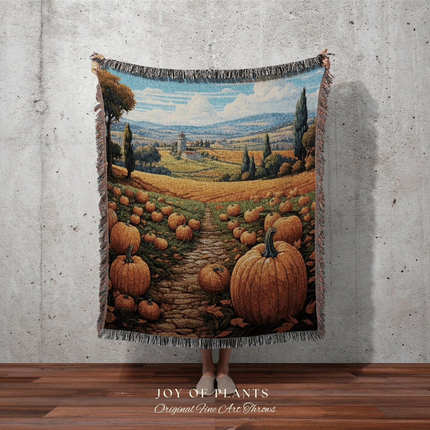 Vintage Autumn Landscape Tapestry Woven Wall Hanging | Cozy Blanket Halloween Decor Autumn Throw Blanket Woven Wall Art Halloween Tapestry |