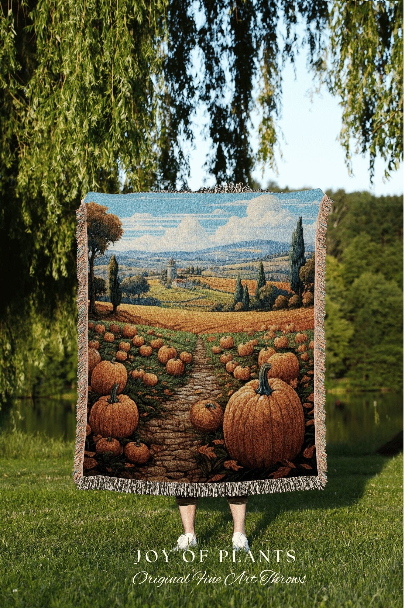 Vintage Autumn Landscape Tapestry Woven Wall Hanging | Cozy Blanket Halloween Decor Autumn Throw Blanket Woven Wall Art Halloween Tapestry |