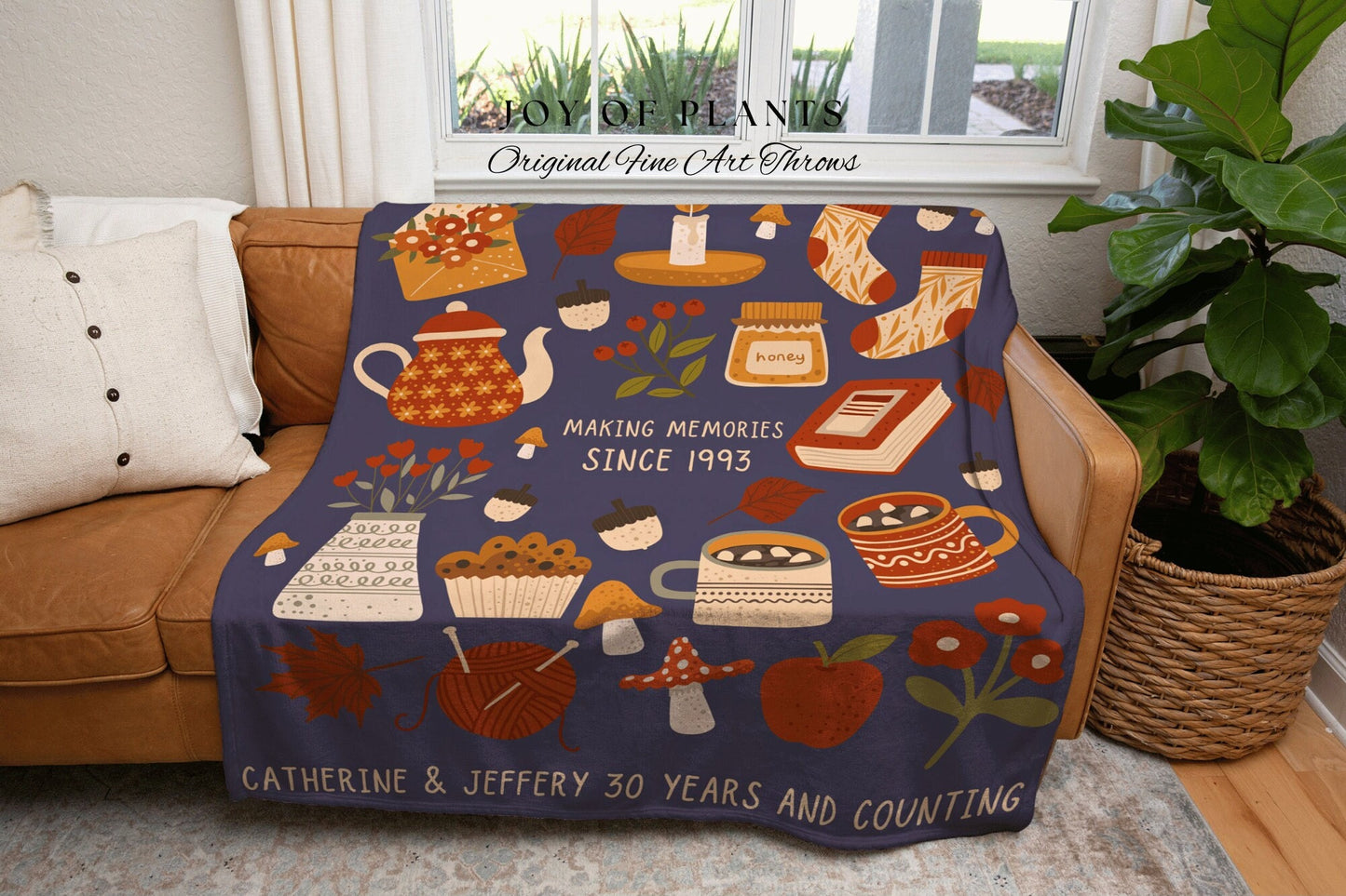 Woven Throw Blanket Custom Anniversary Gift for Her | Personalized Anniversary Gift for Couple | 30th Anniversary Tapestry Woven Blanket |