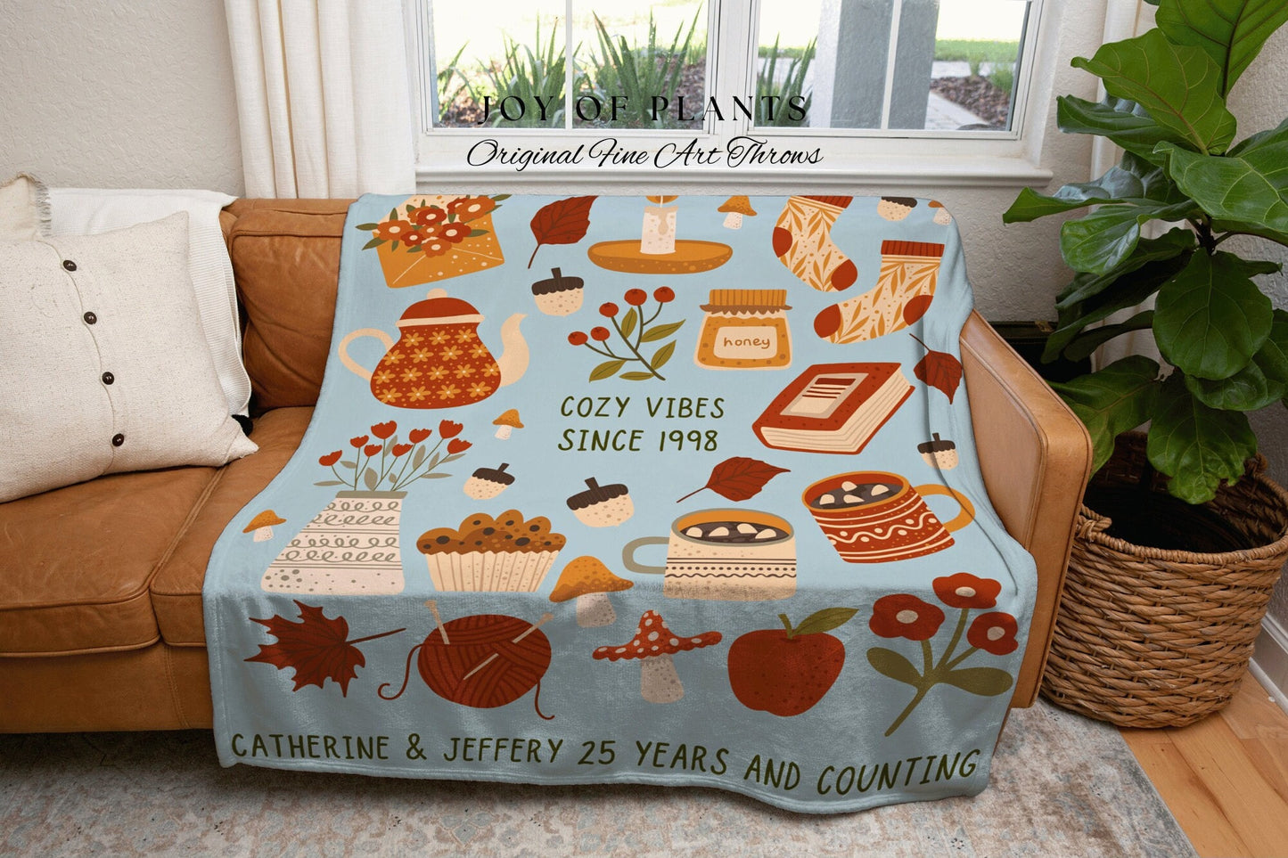 Cozy Blanket Personalized 25th Anniversary Gift for Her | Customized Anniversary Gift for Couple | Custom Anniversary Tapestry Woven Blanket