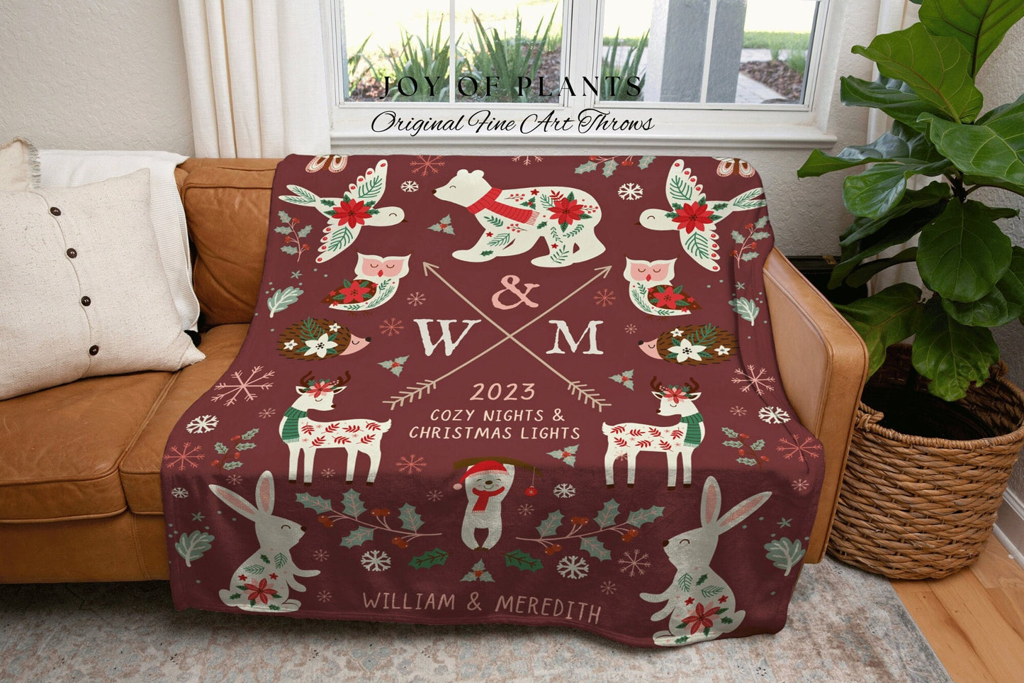 Cozy Nights & Christmas Lights Custom Throw Blanket Personalized Anniversary Gift | Christmas Anniversary Gift for Holiday Wedding Blanket |