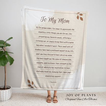 Woven Blanket Letter for Mom from Kids Personalized Handwriting Blanket Custom Gift Sentimental Gift for Her | Letter to Mom Custom Blanket