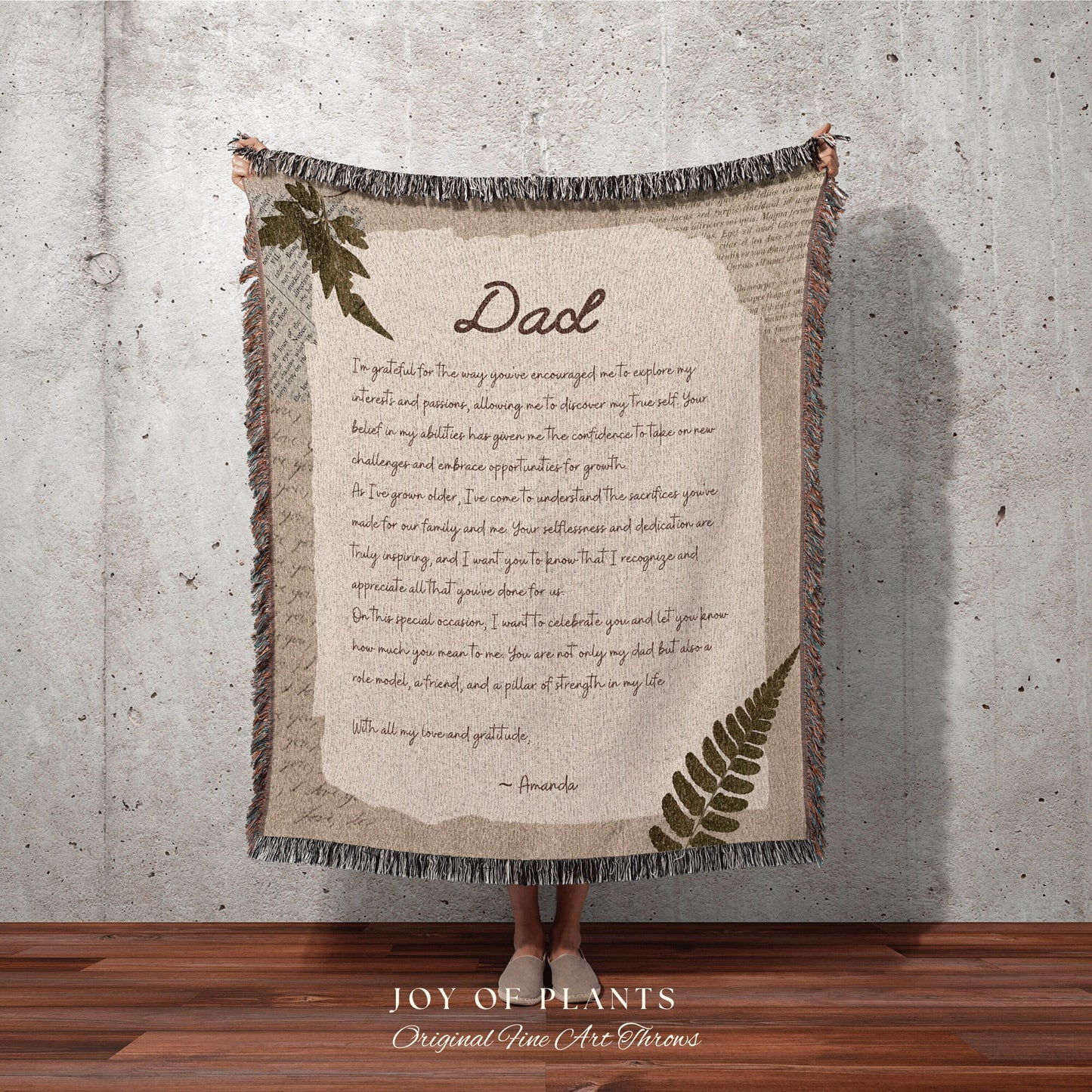 Letter to Dad Blanket Personalized | Meaningful Gift for Dad Custom Letter Blanket Handwriting Blanket Custom Gift Sentimental Gift for Him