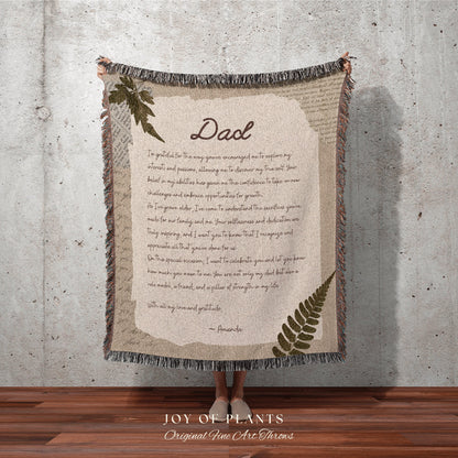 Letter to Dad Blanket Personalized | Meaningful Gift for Dad Custom Letter Blanket Handwriting Blanket Custom Gift Sentimental Gift for Him