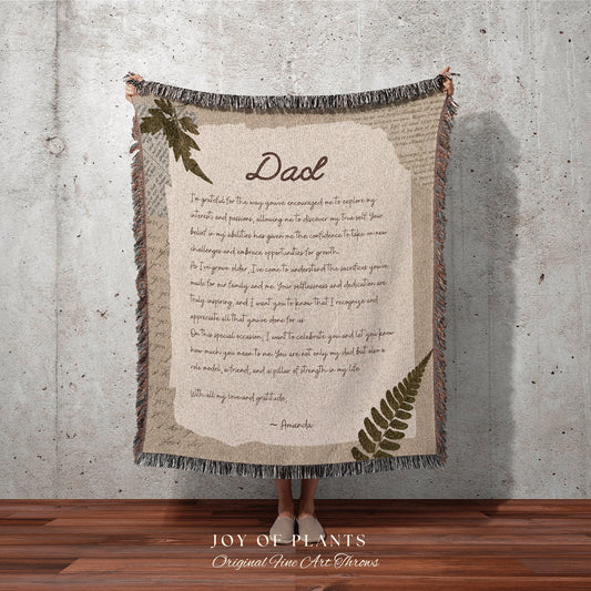 Custom Dad Blanket Personalized Letter Blanket Gift for Father's Day Sentimental Gift for Dad Handwriting Blanket Customized Gifts for Him