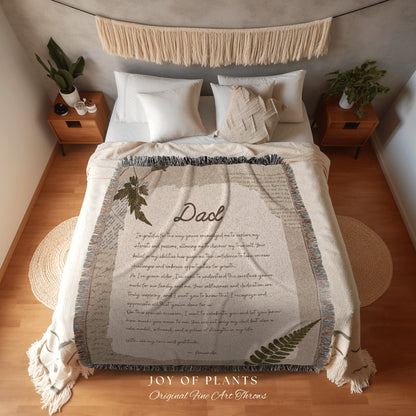 Letter to Dad Blanket Personalized | Meaningful Gift for Dad Custom Letter Blanket Handwriting Blanket Custom Gift Sentimental Gift for Him