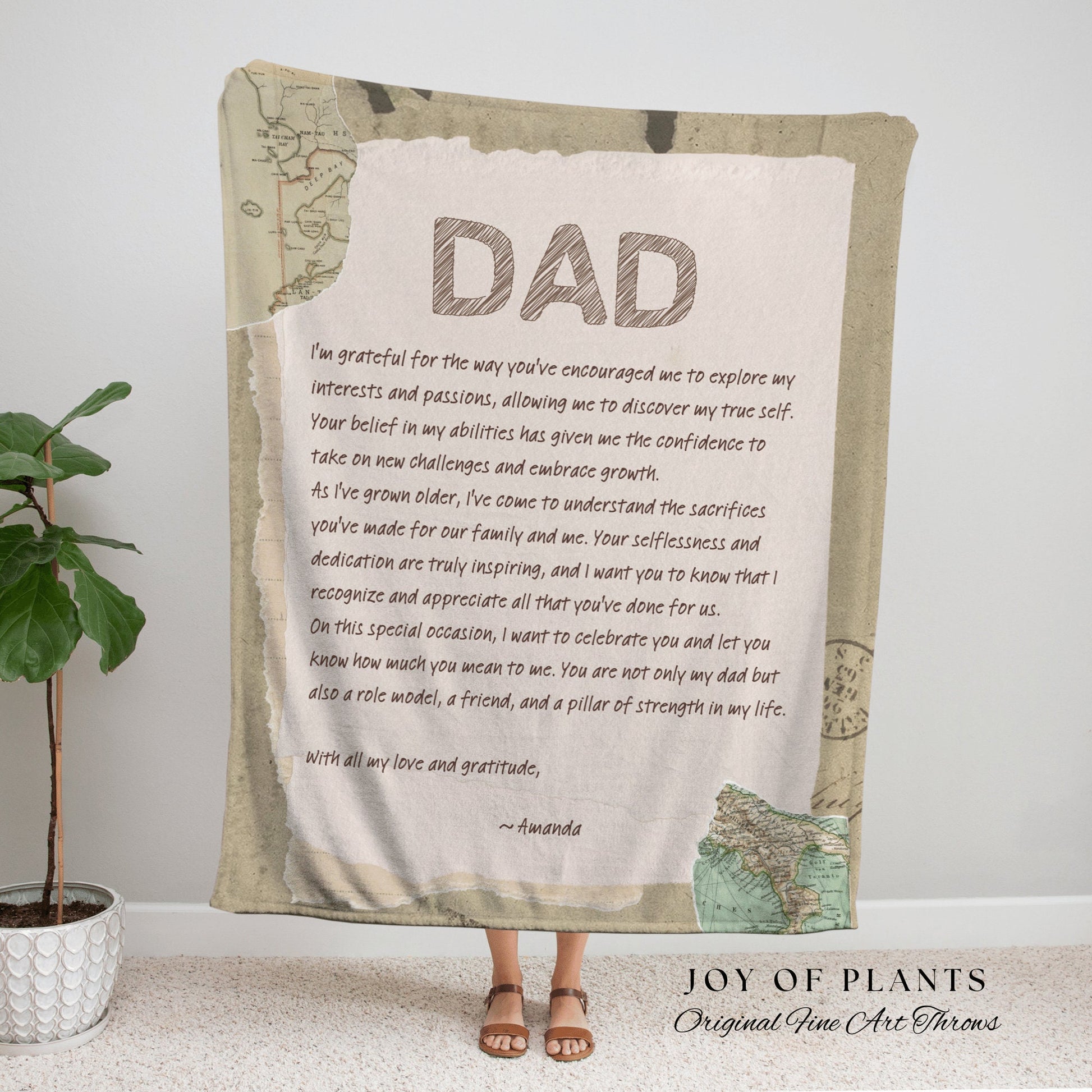 Father's Day Blanket Personalized Gift | Meaningful Gift for Dad Custom Letter Blanket Woven Tapestry Custom Gift Sentimental Gift for Him |