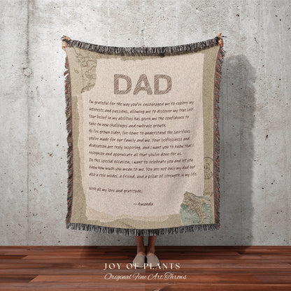 Father's Day Blanket Personalized Gift | Meaningful Gift for Dad Custom Letter Blanket Woven Tapestry Custom Gift Sentimental Gift for Him |