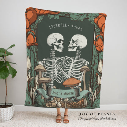 Eternally Yours Skeleton Couple Blanket | Gothic Wedding Custom Blanket Woven | Spooky Wedding Gift Personalized | Boho Halloween Wedding |