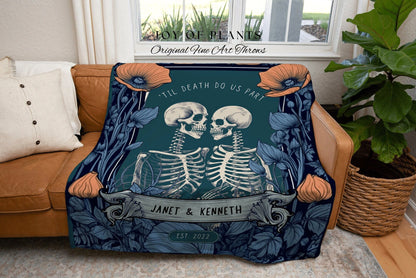 Gothic Anniversary Blanket Woven Tapestry | Gothic Wedding Custom Blanket Woven | Spooky Wedding Gift Personalized | Boho Halloween Wedding