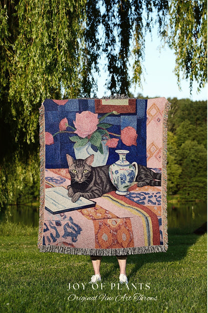 Cat Painting Fine Art Tapestry Woven Art Famous Cat Painting Decor Tapestry Art Henri Matisse Blanket Art History Gift Funny Tapestry Gift |