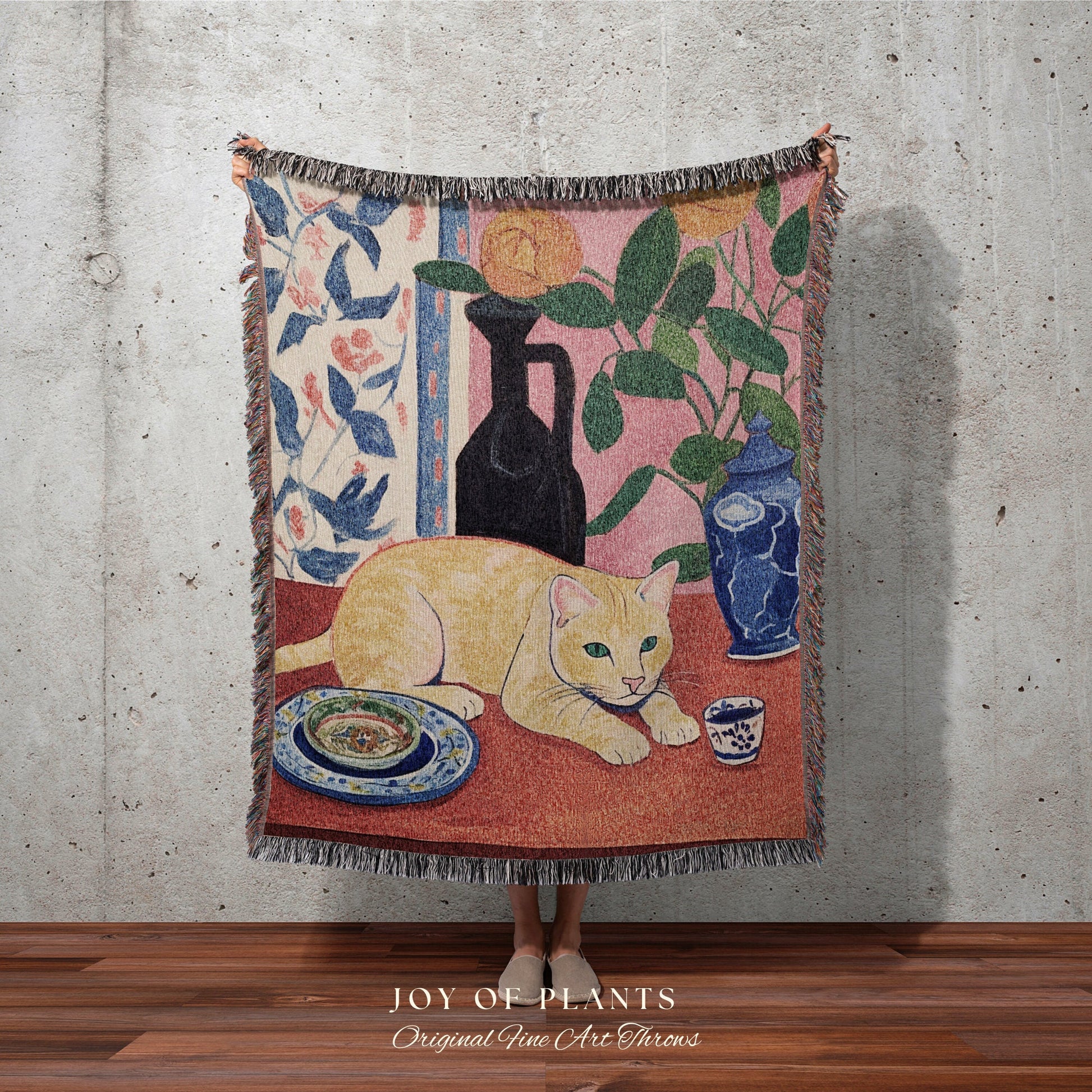 Orange Cat Blanket Fine Art Tapestry Woven Art Famous Cat Painting Decor Tapestry Art Henri Matisse Blanket Art History Gift Funny Tapestry