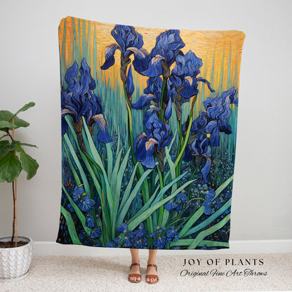 Iris Flower Tapestry Woven Art Famous Painting Decor | Floral Tapestry Woven Blanket Housewarming Gift | Vincent Van Gogh Art Tapestry Gift