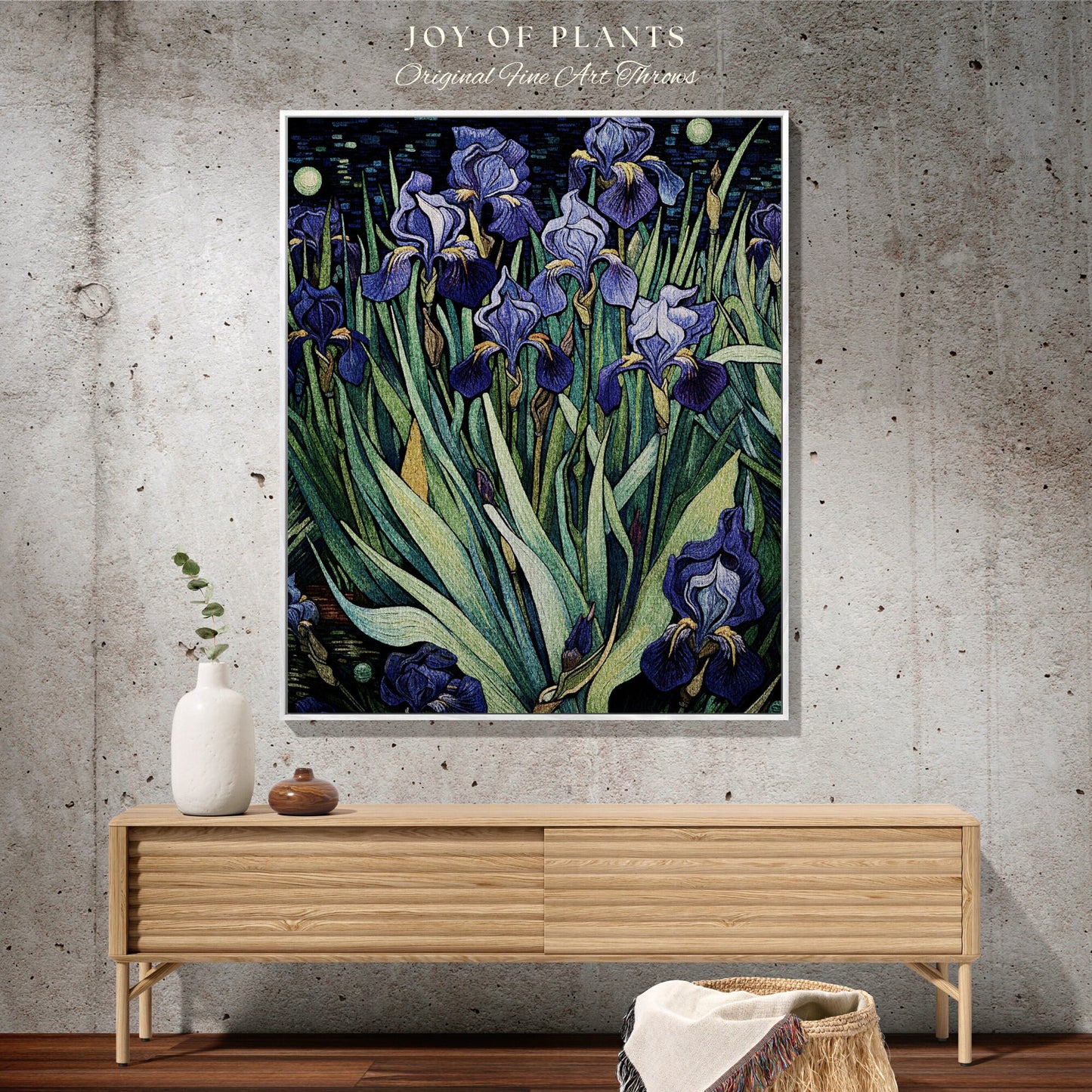 Woven Iris Flower Tapestry | Dark Academia Room Decor Floral Tapestry Woven Blanket Housewarming Gift | Vincent Van Gogh Art Tapestry Gift |