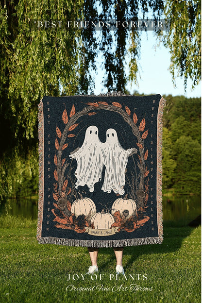 Personalized Best Friend Gift Blanket Woven Tapestry | 'Best Friends Forever' Custom Tapestry Woven | Personalized Ghost Blanket Custom Gift