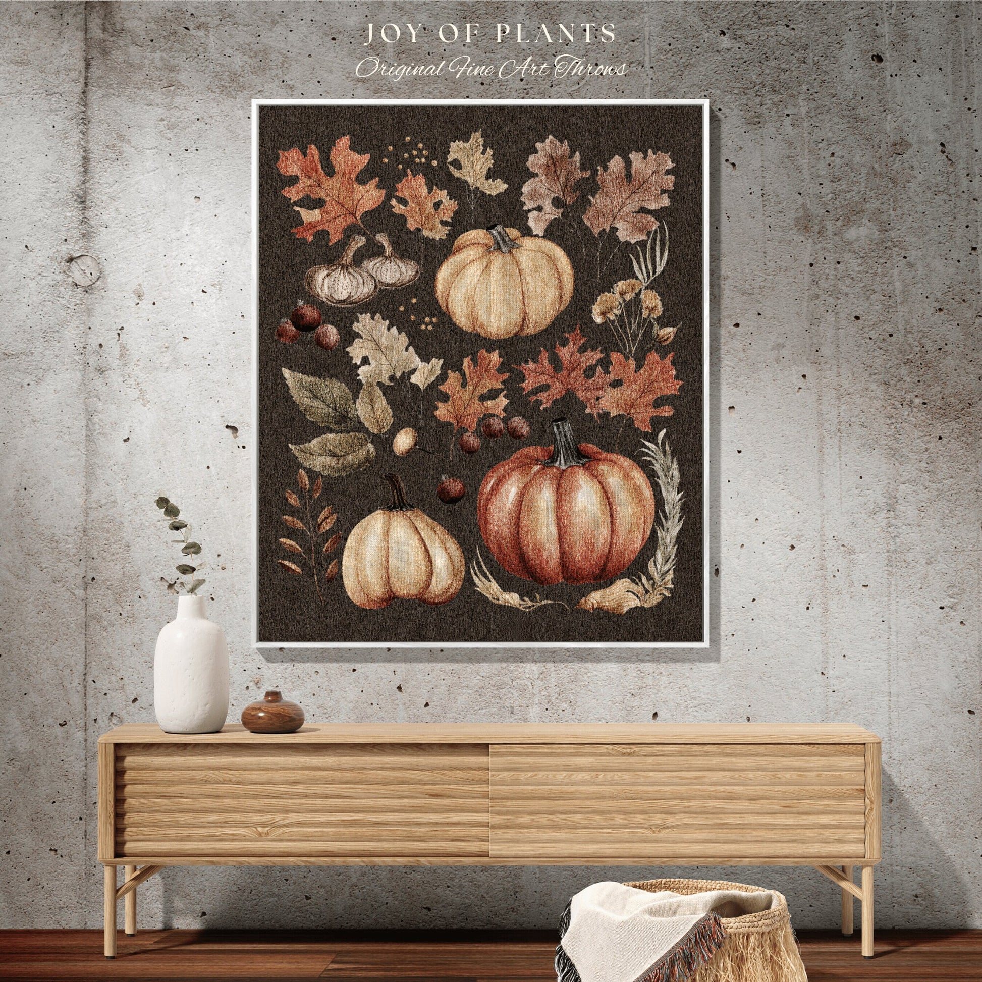 Pumpkin Season Fall Blanket Vintage Autumn Decor Tapestry Woven Wall Hanging | Throw Blanket Woven Wall Art Autumn Decor Fall Pumpkin Season