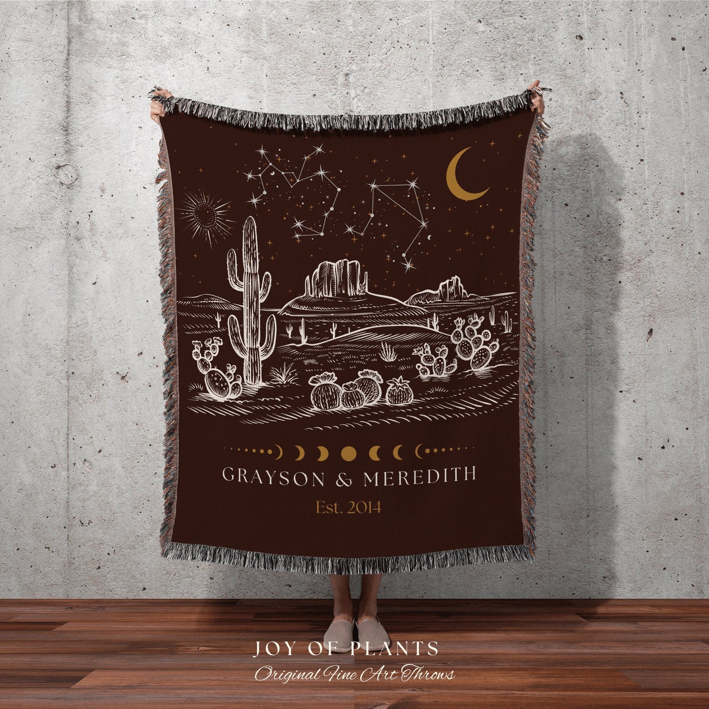 Couples Astrology Blanket | Southwestern Wall Art Modern Desert Aesthetic Zodiac Sign Couples Custom Constellation Gift Personalized Stars |