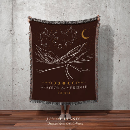 Star Sign Custom Couples Blanket | Landscape Wall Art Celestial Aesthetic Zodiac Sign Couples Custom Constellation Gift Personalized Stars |