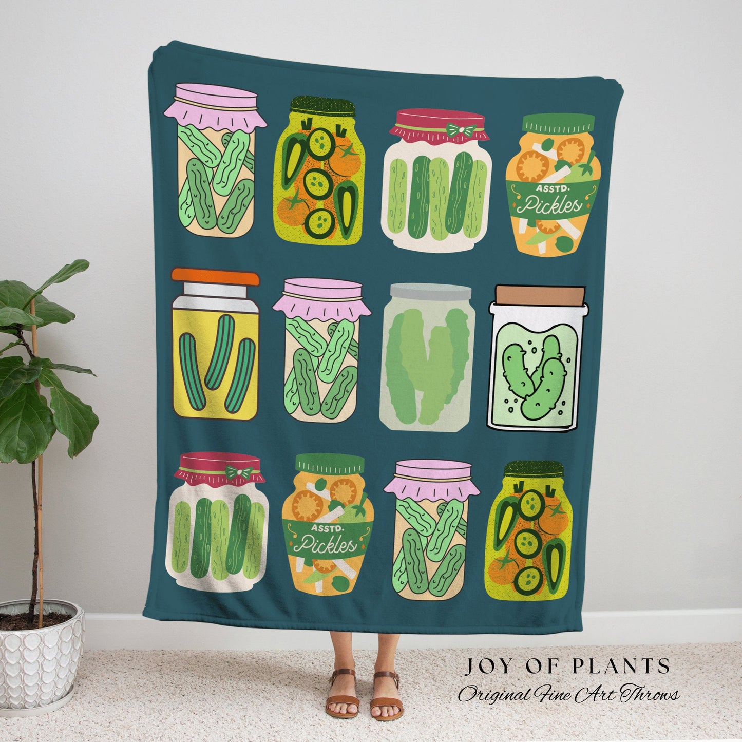 Whimsical Pickle Tapestry Woven Blanket Vintage Pickle Lover Gift Cute Pickle Tapestry Pop Art Wall Art Pastel Room Decor Eclectic Wall Art