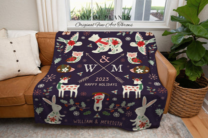 Holiday Wedding Blanket Custom Throw Blanket Personalized Anniversary Gift | Christmas Wedding Anniversary Gift for Holiday Wedding Blanket