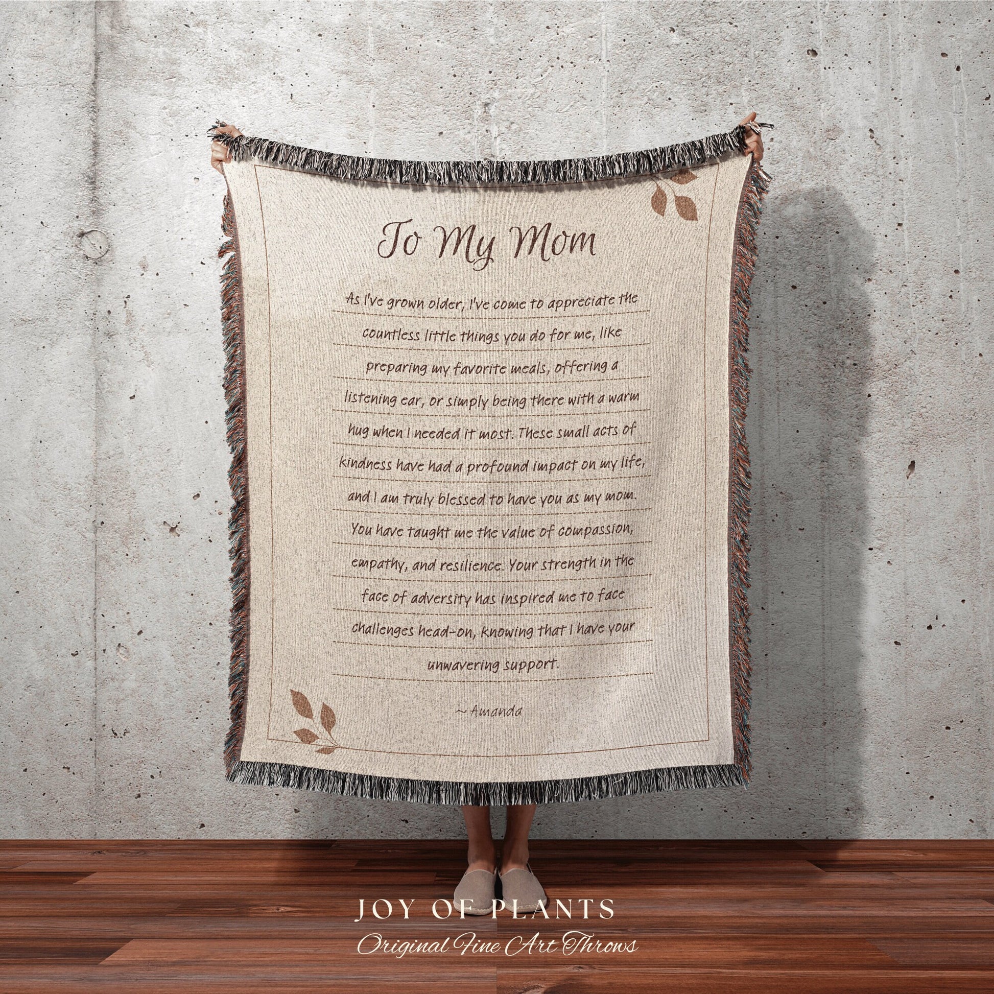 Woven Blanket Letter for Mom from Kids Personalized Handwriting Blanket Custom Gift Sentimental Gift for Her | Letter to Mom Custom Blanket