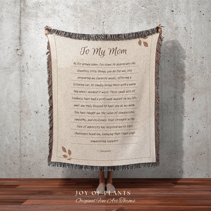 Woven Blanket Letter for Mom from Kids Personalized Handwriting Blanket Custom Gift Sentimental Gift for Her | Letter to Mom Custom Blanket