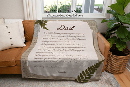 Letter to Dad Blanket Personalized | Meaningful Gift for Dad Custom Letter Blanket Handwriting Blanket Custom Gift Sentimental Gift for Him