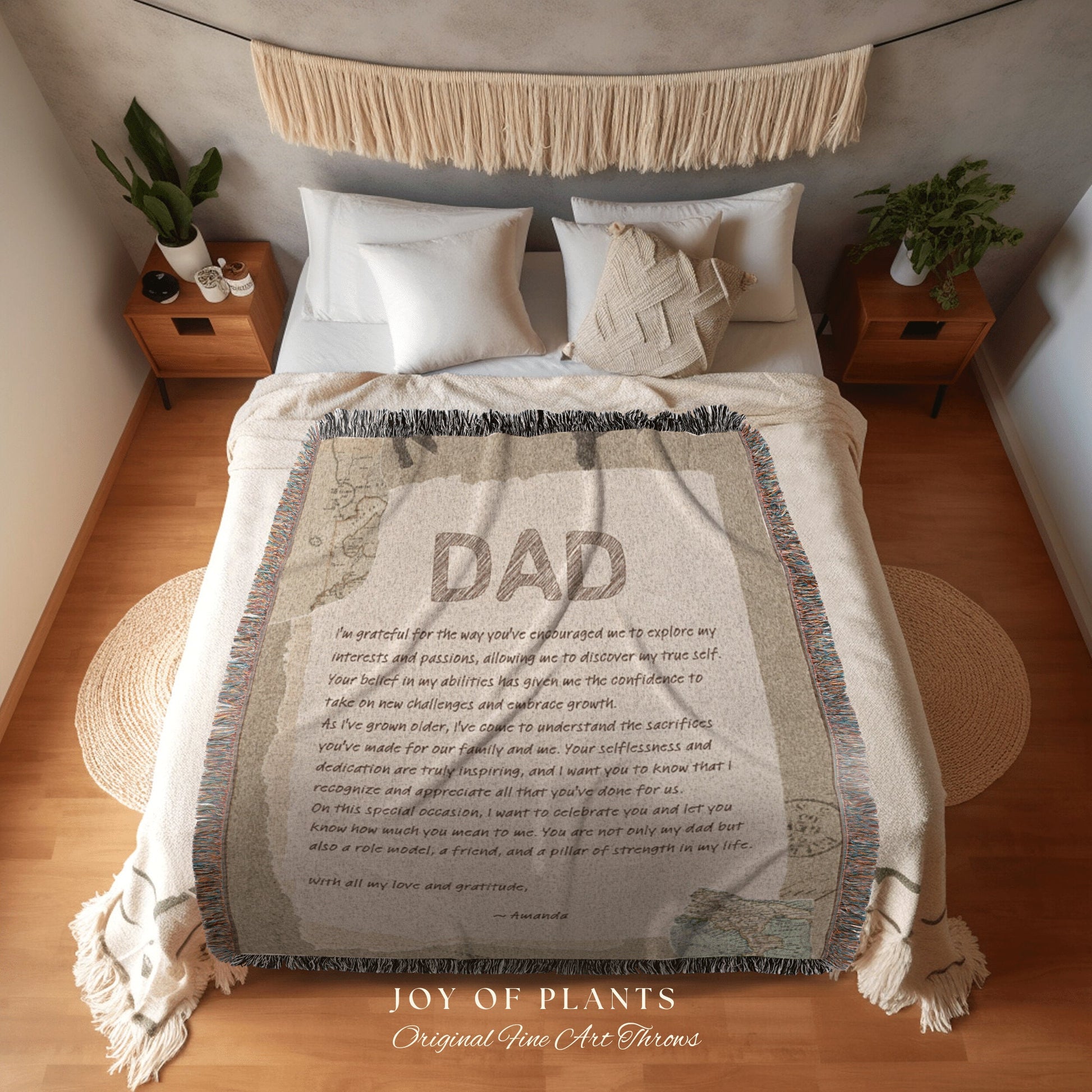 Father's Day Blanket Personalized Gift | Meaningful Gift for Dad Custom Letter Blanket Woven Tapestry Custom Gift Sentimental Gift for Him |