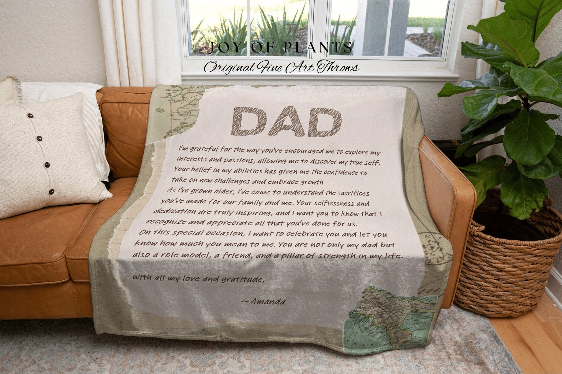 Father's Day Blanket Personalized Gift | Meaningful Gift for Dad Custom Letter Blanket Woven Tapestry Custom Gift Sentimental Gift for Him |