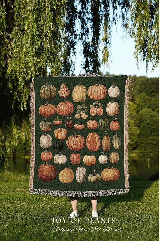 Fall Aesthetic Pumpkin Blanket Vintage Autumn Decor Blanket Woven Wall Hanging | Throw Blanket Woven Wall Art Halloween Pumpkin Season Decor