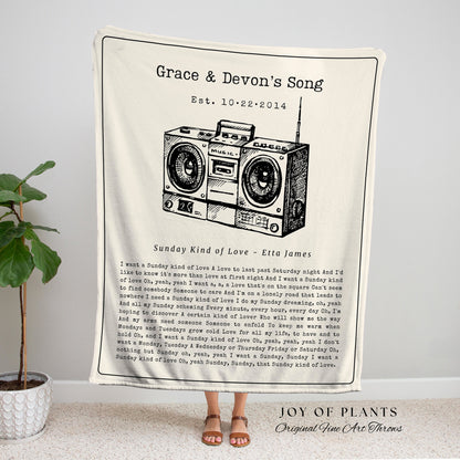 Song Lyric Tapestry Blanket | Couples Gift Custom Best Friend Blanket Our Song Tapestry Woven Blanket Our Song First Dance Wedding Gift |