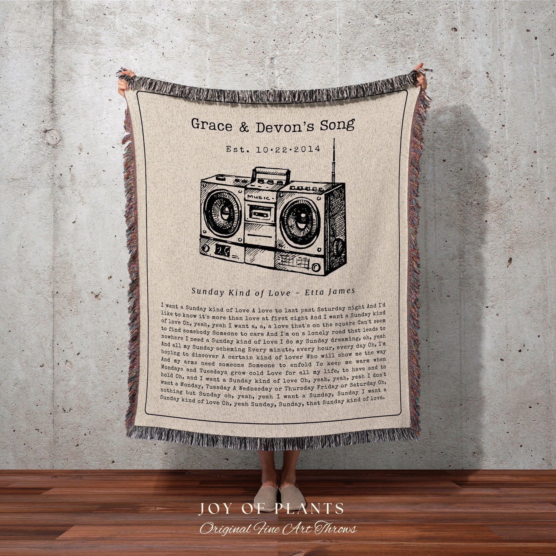 Song Lyric Tapestry Blanket | Couples Gift Custom Best Friend Blanket Our Song Tapestry Woven Blanket Our Song First Dance Wedding Gift |