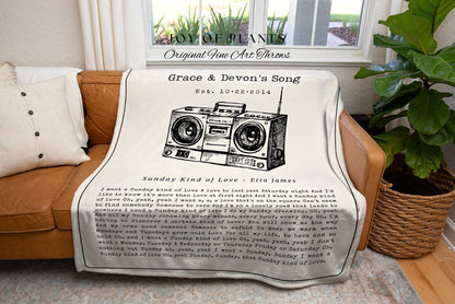 Song Lyric Tapestry Blanket | Couples Gift Custom Best Friend Blanket Our Song Tapestry Woven Blanket Our Song First Dance Wedding Gift |