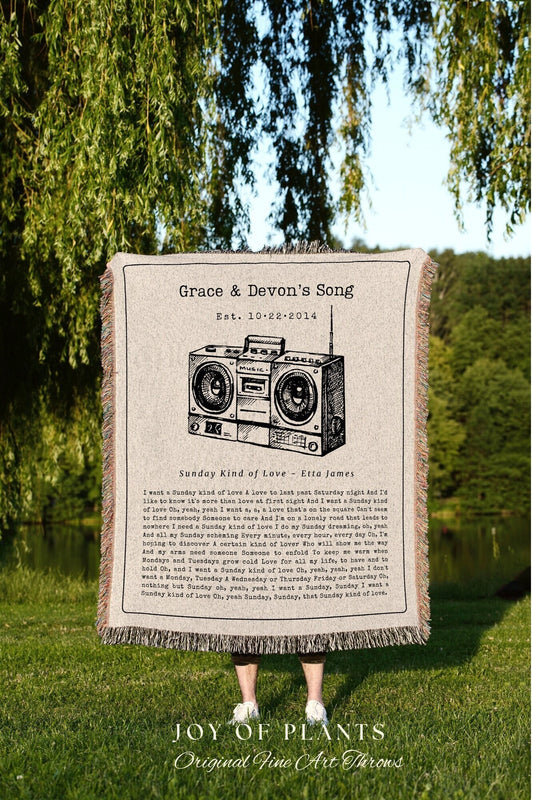 Song Lyric Tapestry Blanket | Couples Gift Custom Best Friend Blanket Our Song Tapestry Woven Blanket Our Song First Dance Wedding Gift |