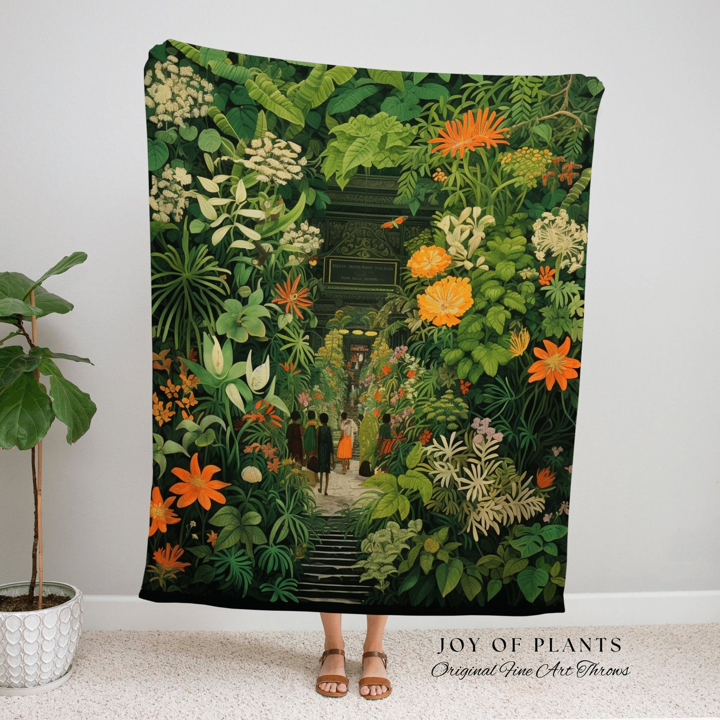 Boho Botanic Garden Blanket | Vintage Nature Blanket Tapestry Botanical Fairy Grunge Room Decor Fairycore Floral Cottagecore Blanket Floral