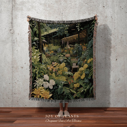 Maximalist Botanical Blanket | Nature Blanket Woven Tapestry Botanical Fairy Grunge Room Decor Fairycore Art Cottagecore Blanket Botanical |