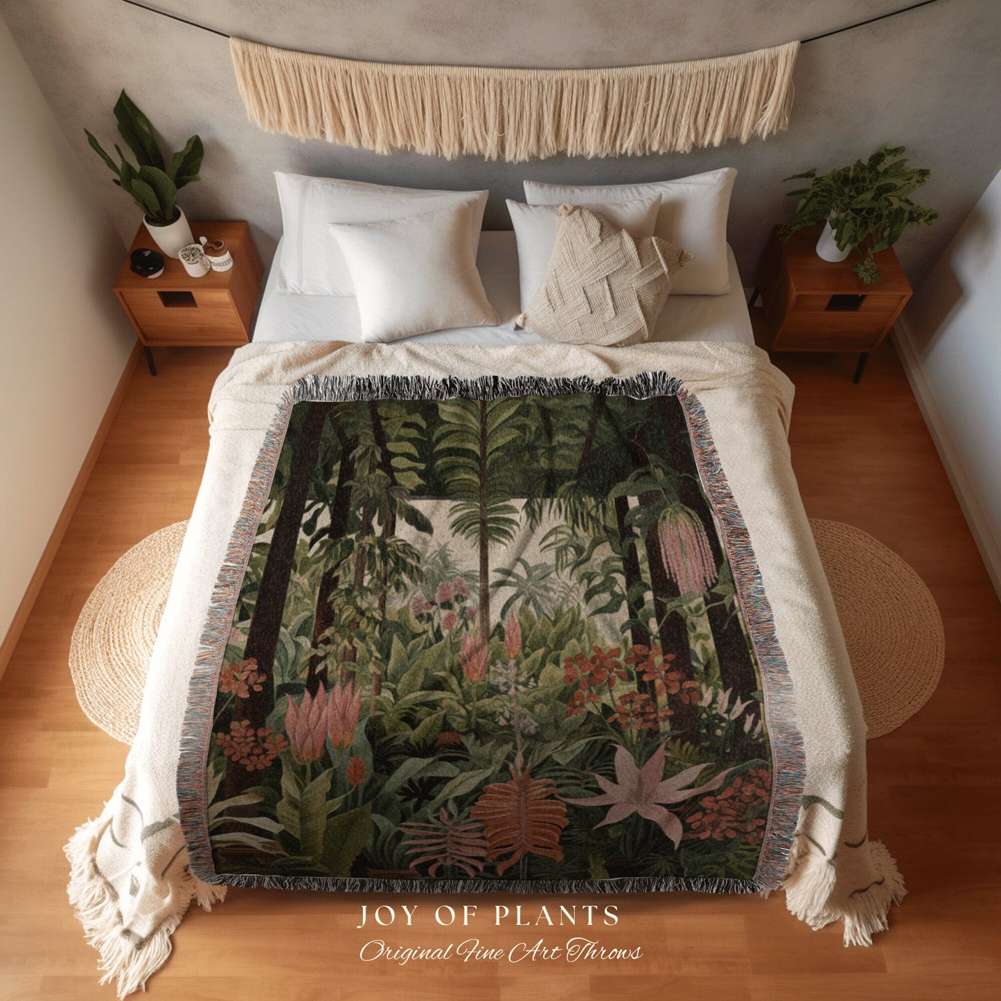 Tropical Wildflower Blanket Woven | Nature Blanket Tapestry Botanical Fairy Grunge Room Decor Fairycore Floral Cottagecore Blanket Botanical