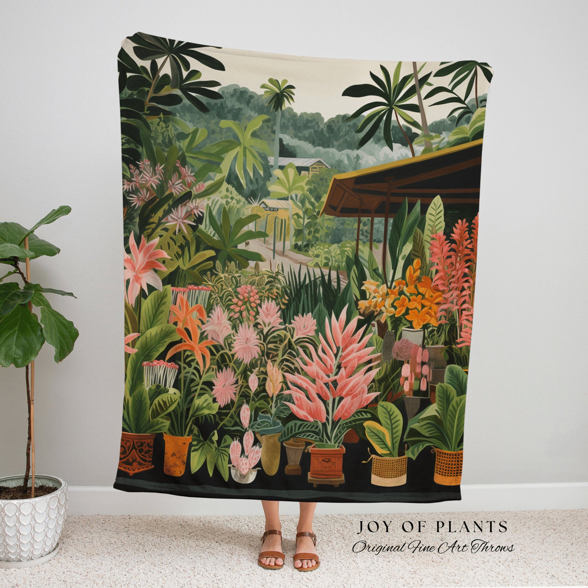 Jungle Plants Floral Blanket | Nature Blanket Woven Tapestry Botanical Fairy Grunge Room Decor Fairycore Art Cottagecore Blanket Botanical |