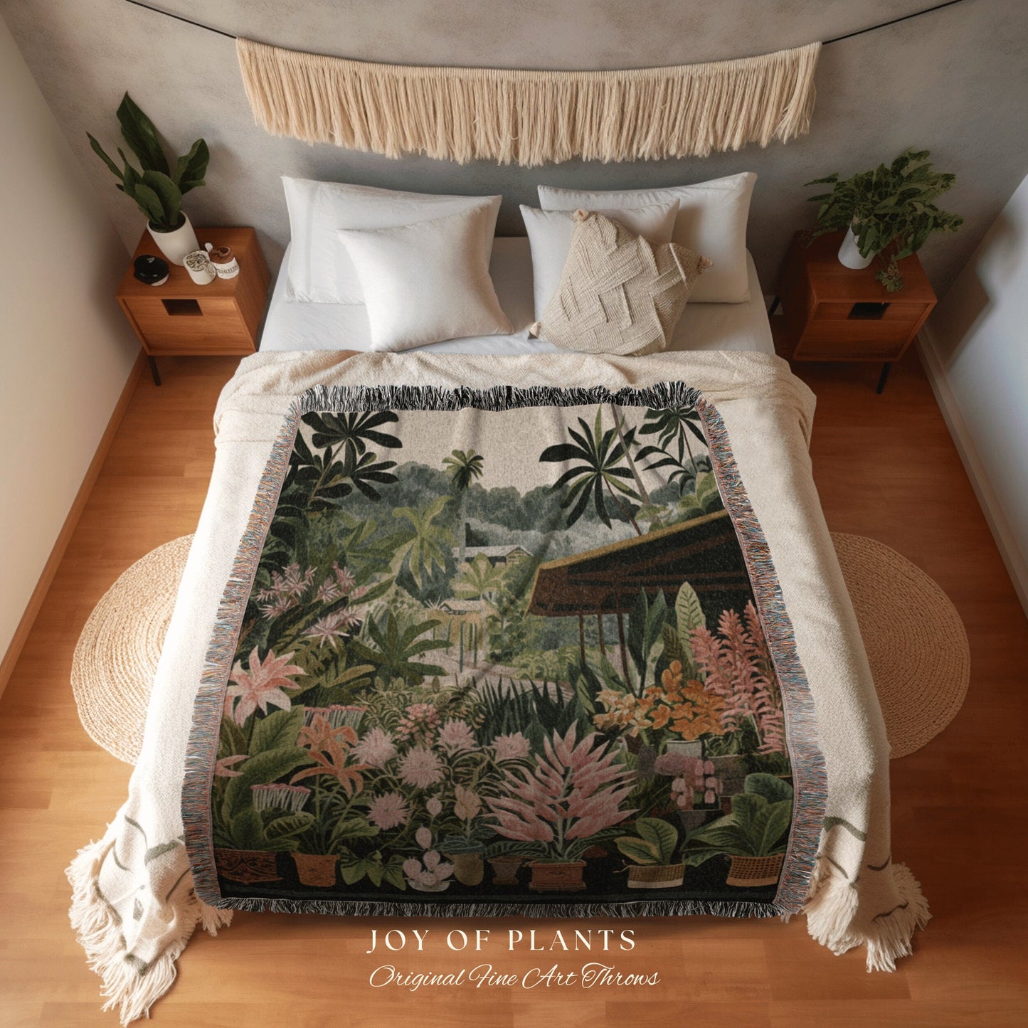 Jungle Plants Floral Blanket | Nature Blanket Woven Tapestry Botanical Fairy Grunge Room Decor Fairycore Art Cottagecore Blanket Botanical |