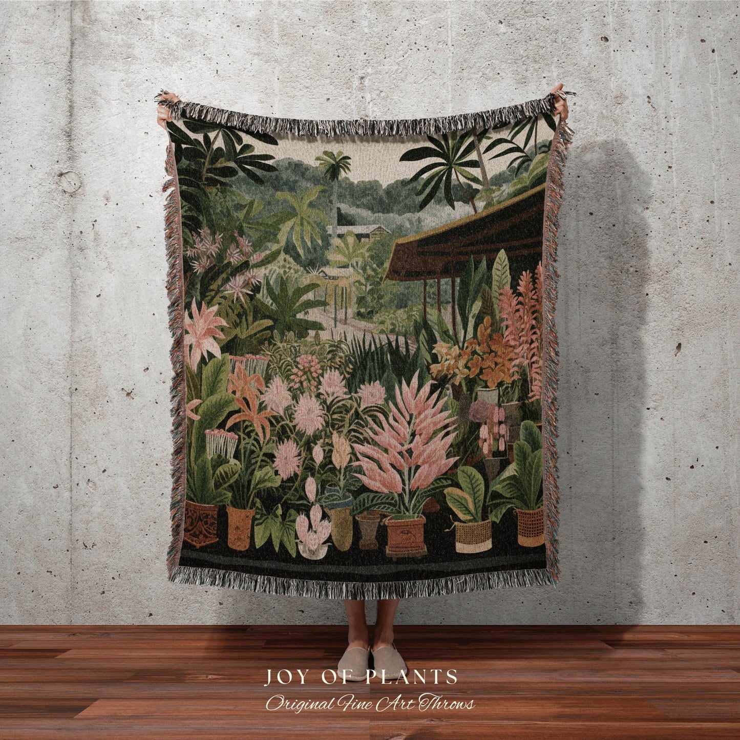 Jungle Plants Floral Blanket | Nature Blanket Woven Tapestry Botanical Fairy Grunge Room Decor Fairycore Art Cottagecore Blanket Botanical |