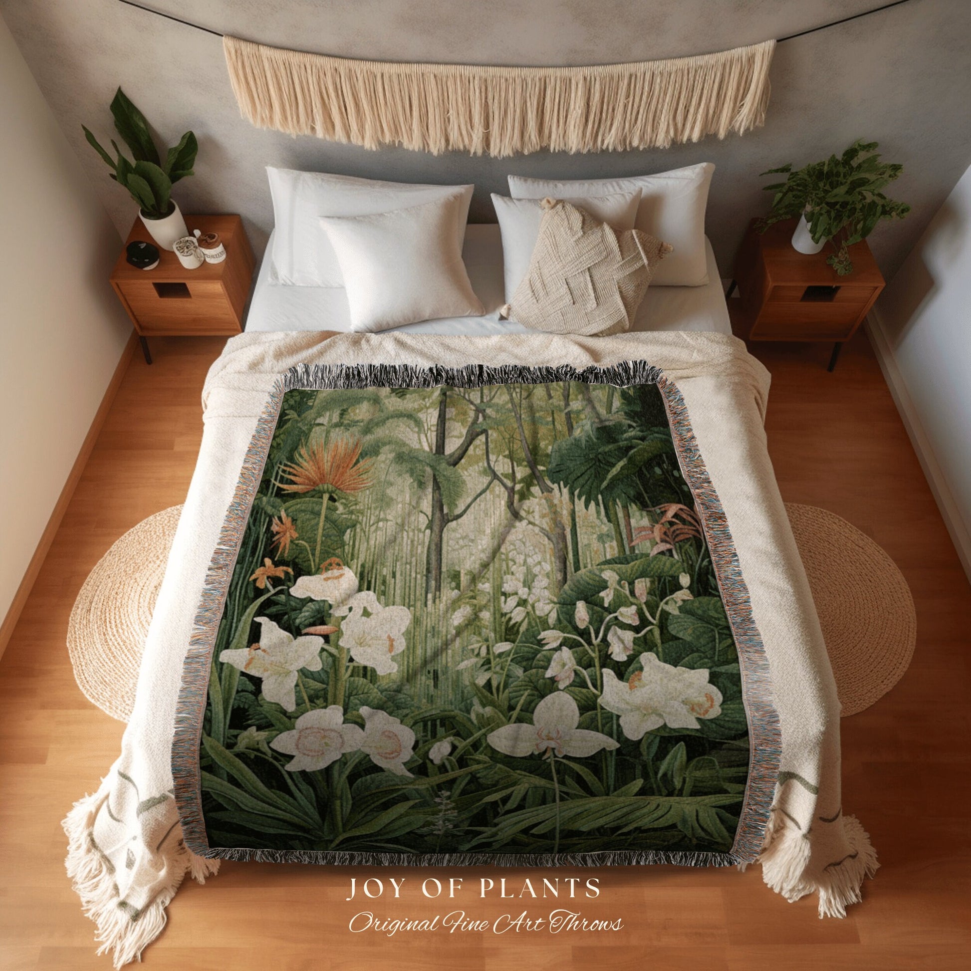 Moody Botanical Art Blanket | Nature Blanket Tapestry Botanical Fairy Grunge Room Decor Fairycore Floral Cottagecore Blanket Botanical Throw