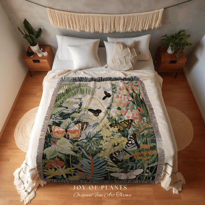 Fairycore Floral Tapestry | Nature Blanket Tapestry Botanical Fairy Grunge Room Decor Summer Bedspread Cottagecore Blanket Botanical Throw |