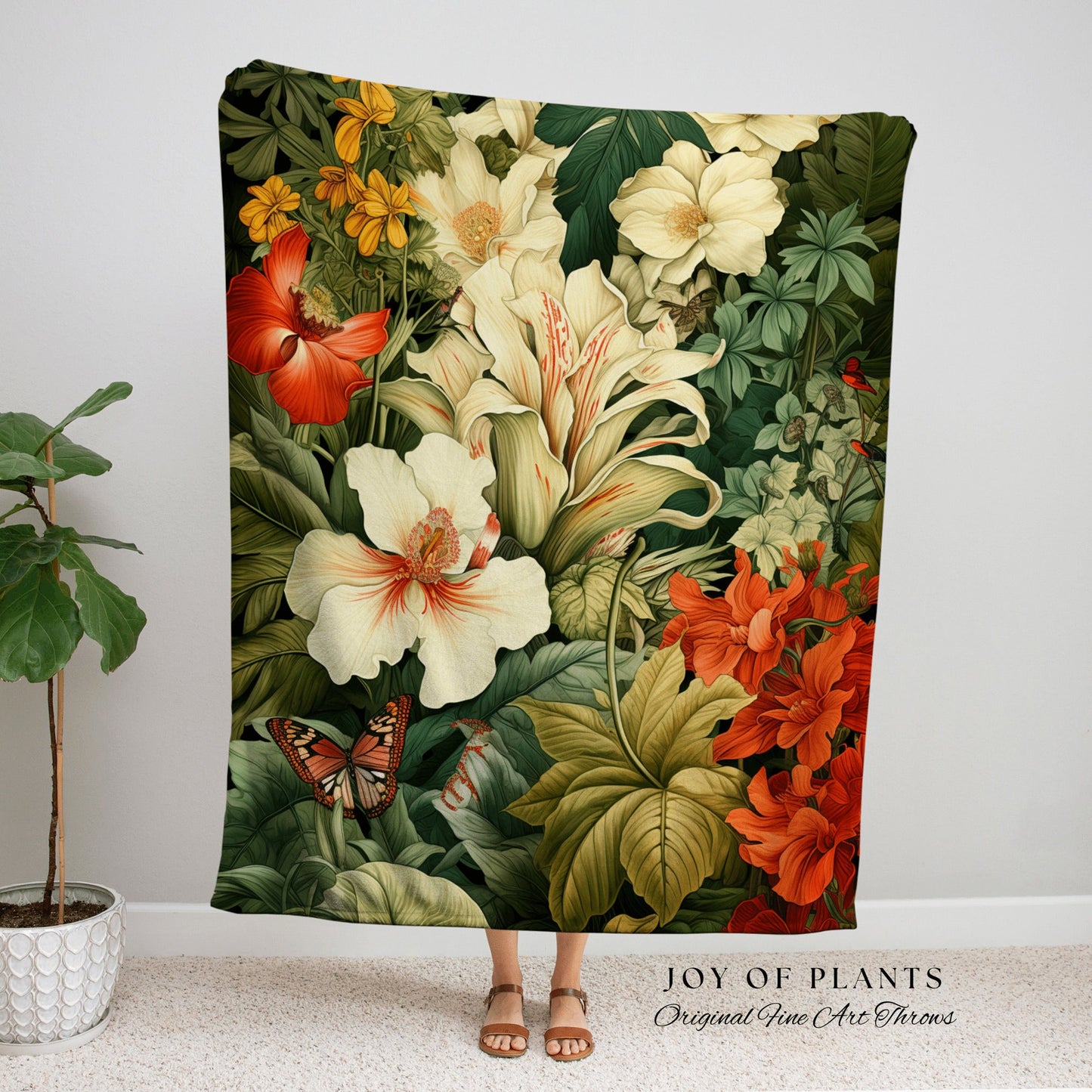 Plant Blanket Botanical Tapestry | Nature Blanket Tapestry Botanical Fairy Grunge Room Decor Fairycore Floral Victorian Blanket Tropical Art