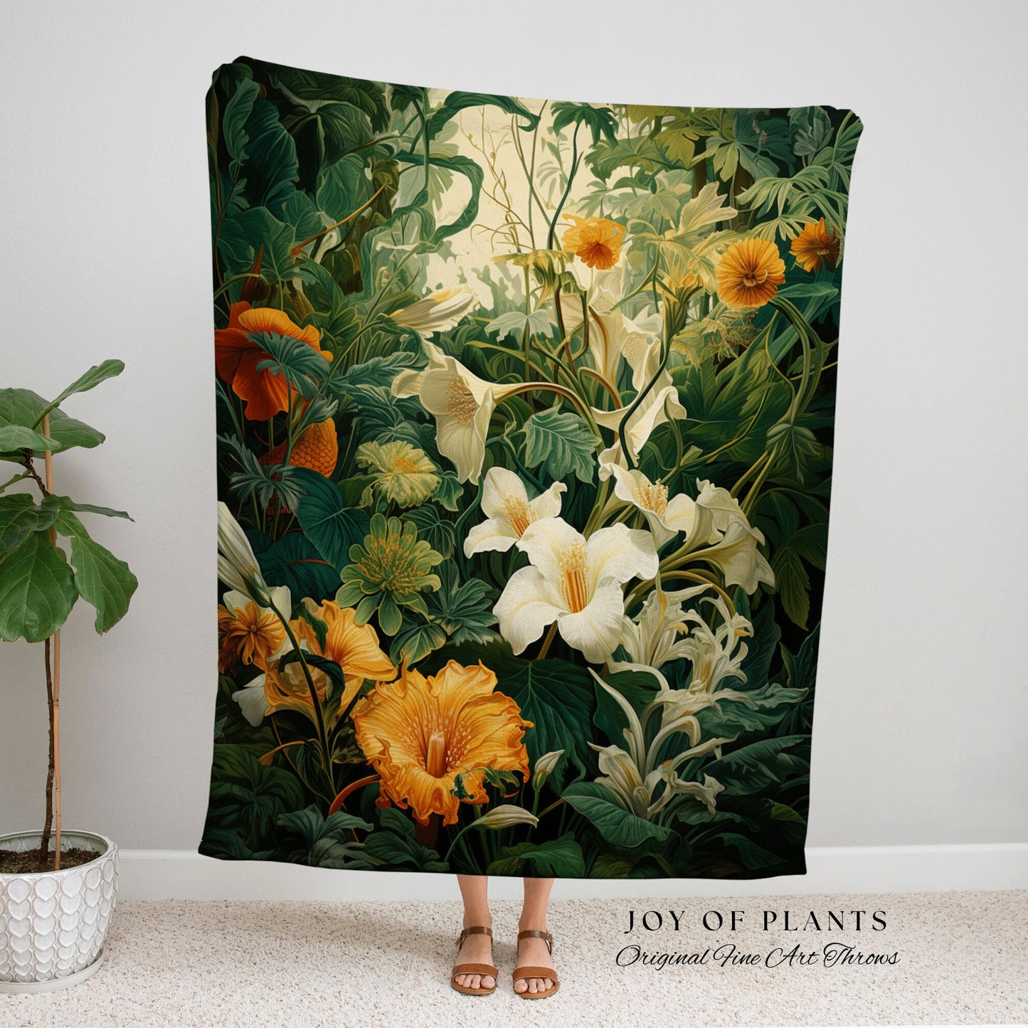 Whimsigoth Decor Blanket | Jungle Tapestry Blanket Botanical Fairy Grunge Room Decor Fairycore Floral Cottagecore Blanket Botanical Throw |