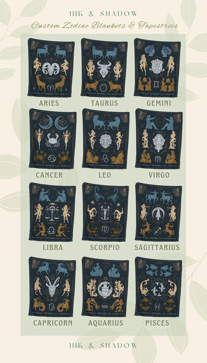 Aries Star Sign Blanket | Woven Fringe Blanket Astrology Decor Tapestry Personalized Aries Zodiac Sign Celestial Tapestry Academia Decor |